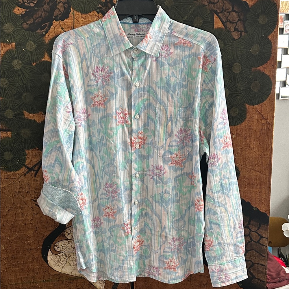 Tommy Bahama Multicolor Coi Fish & Floral Men's Shirt